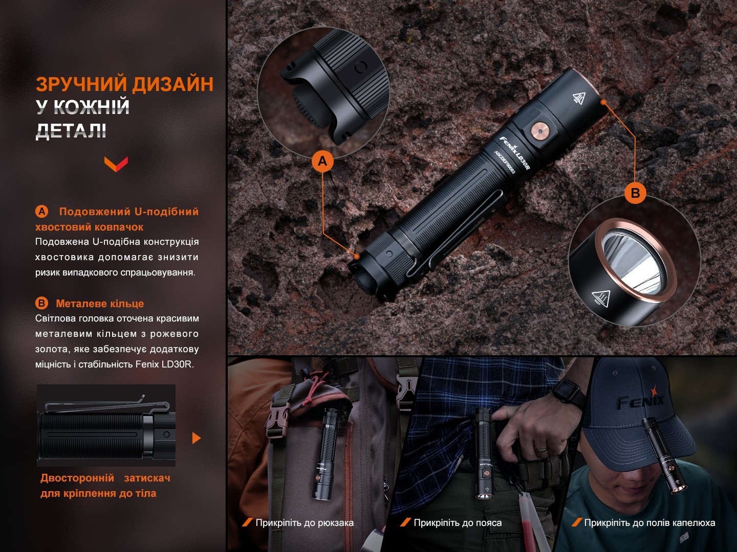 Ліхтар ручний Fenix LD30R, укр, укр