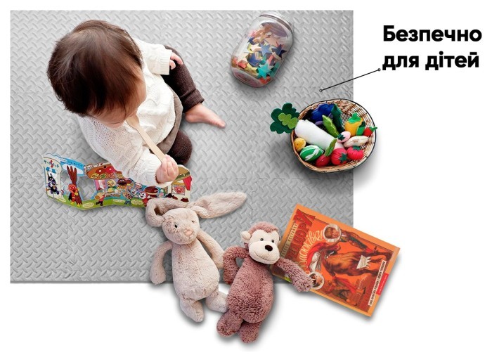 Татами мат EasyFit 8 шт (30х30х1 см) хвост ласточки серый