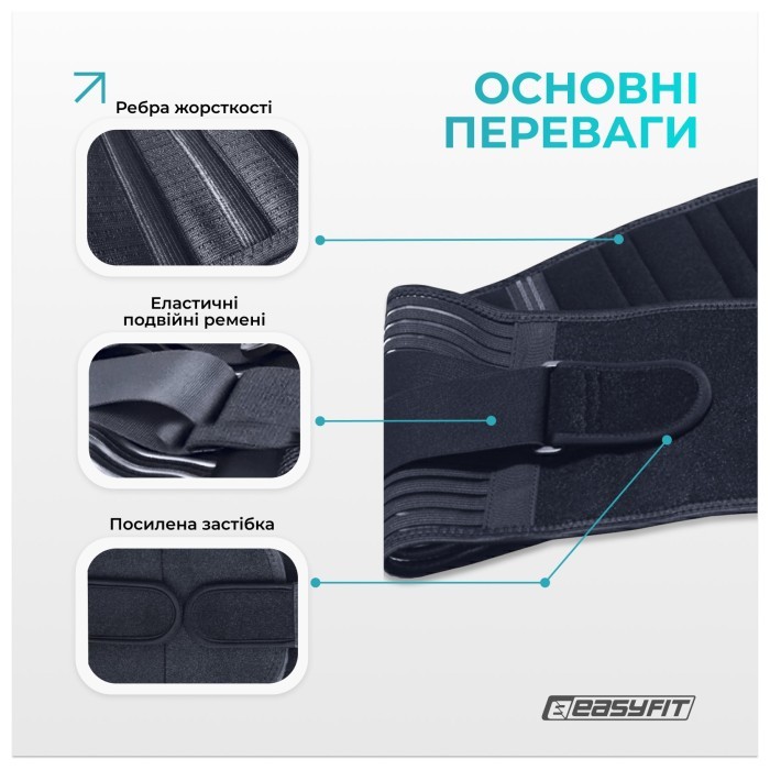 Пояс для спини з 4 ребрами жорсткості EasyFit (XXL)