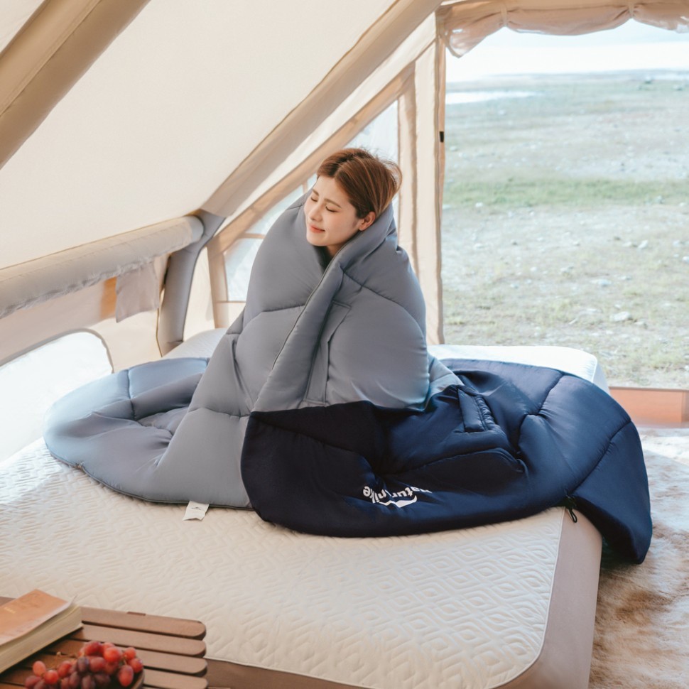 Спальник з капюшоном Naturehike Sunny Day PL02 U250 CNK2550WS028, (8,5°C), лівий, блакитно-синій, укр, укр