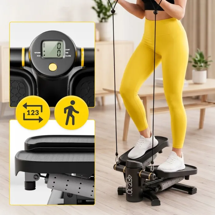 Степпер (мини-степпер) 4FIZJO ProStep X 2 в 1 с эспандерами Black (P-5905973410731)