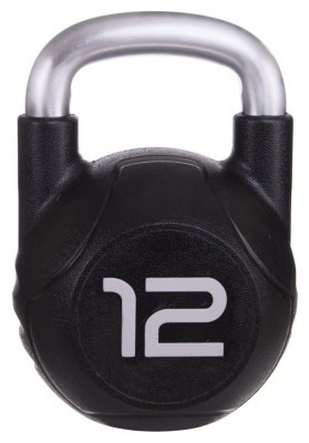 Гиря PU з хромованою ручкою Кросфіт Zelart TA-2681-12 12кг (MD2220-12) (PU, чорний)