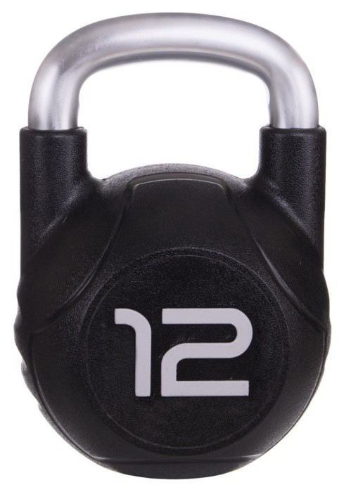 Гиря PU з хромованою ручкою Кросфіт Zelart TA-2681-12 12кг (MD2220-12) (PU, чорний), укр, укр