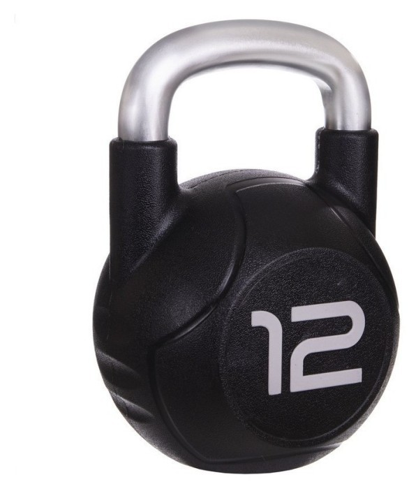 Гиря PU з хромованою ручкою Кросфіт Zelart TA-2681-12 12кг (MD2220-12) (PU, чорний)