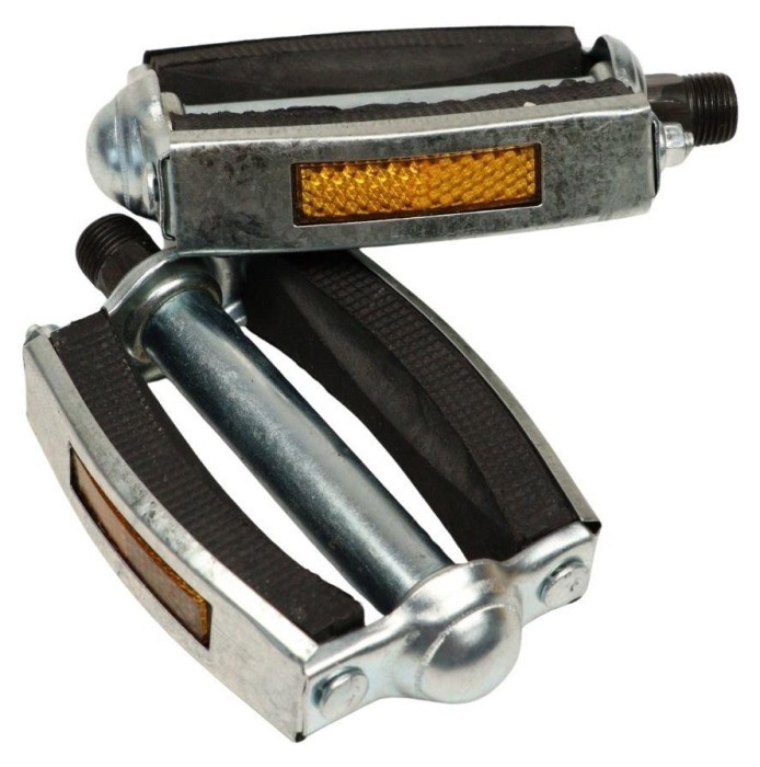 Педали Сталь + пластик 90*70мм VLT JD-061 серебристый с черным насыпным 14*1,25 AM (брендированная упаковка)