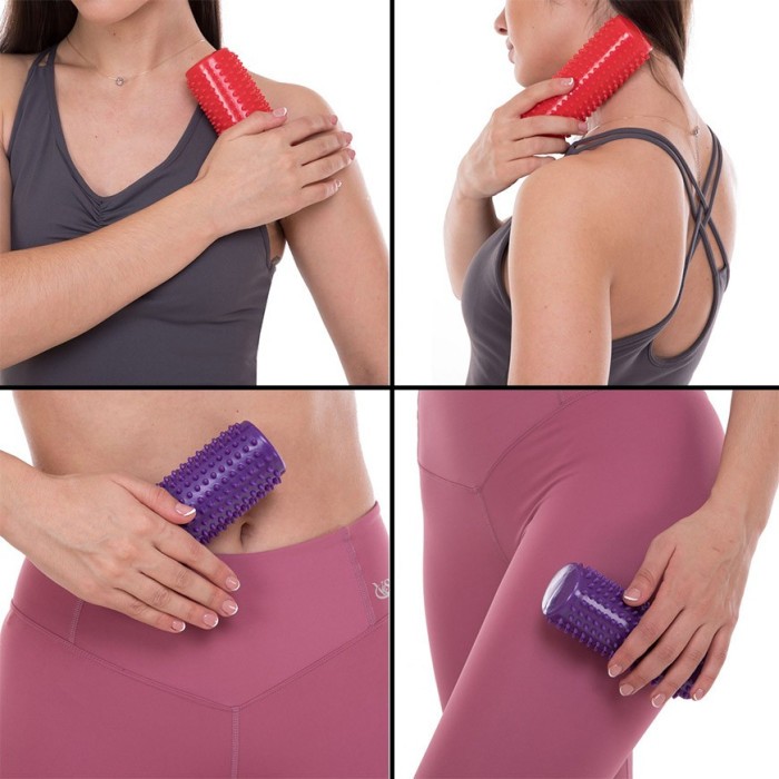 Масажний циліндр EasyFit Spindle з шипами фіолетовий, укр, укр