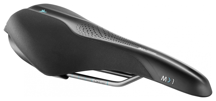 Седло Selle Royal SCIENTIA M1 Moderate, 3D skingel, обивка Black Gummy/Black mokka, 289х141мм, 425г, рейлы сталь + Curva suspension, unisex, черное