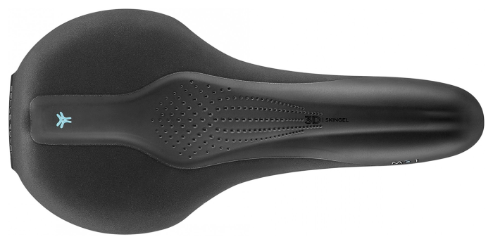 Седло Selle Royal SCIENTIA M1 Moderate, 3D skingel, обивка Black Gummy/Black mokka, 289х141мм, 425г, рейлы сталь + Curva suspension, unisex, черное