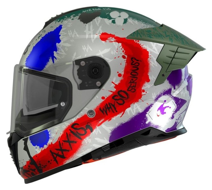 Мотошолом AXXIS HAWK SV EVO Sick Joke A2 Matt Grey