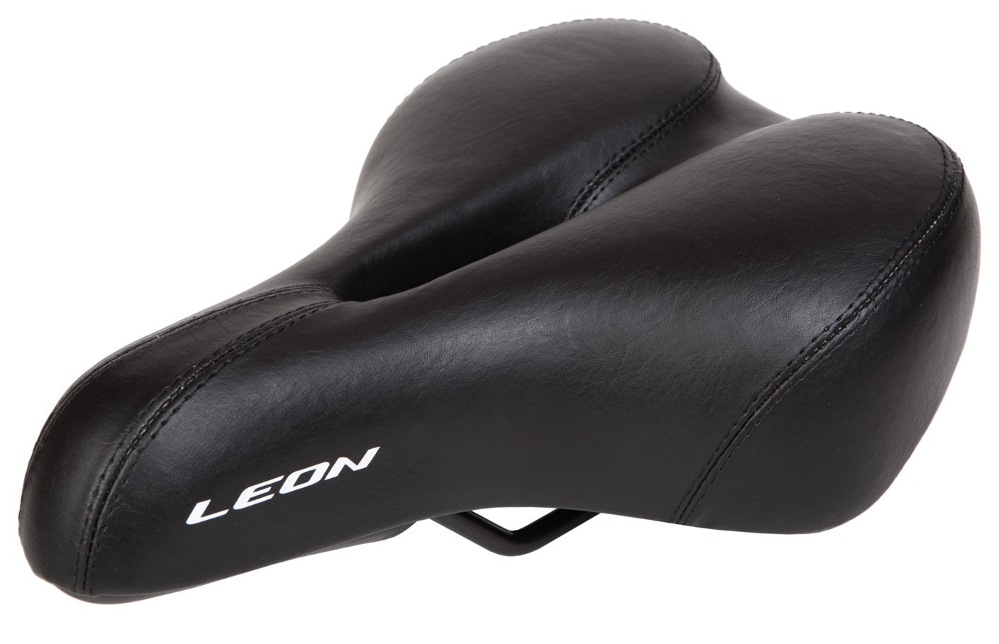 Сідло комфортне з відверненням та амортизаторами 258*184 K.San YBT-7198 з логотипом LEON чорне (чорний)
