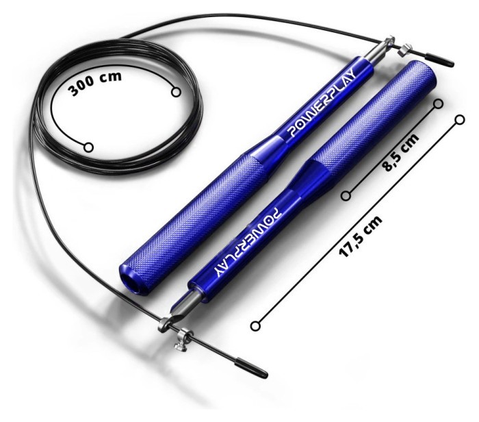 Скакалка швидкісна на підшипниках алюмінієва PowerPlay 4207 Elite Jump Rope Синя (3m.)