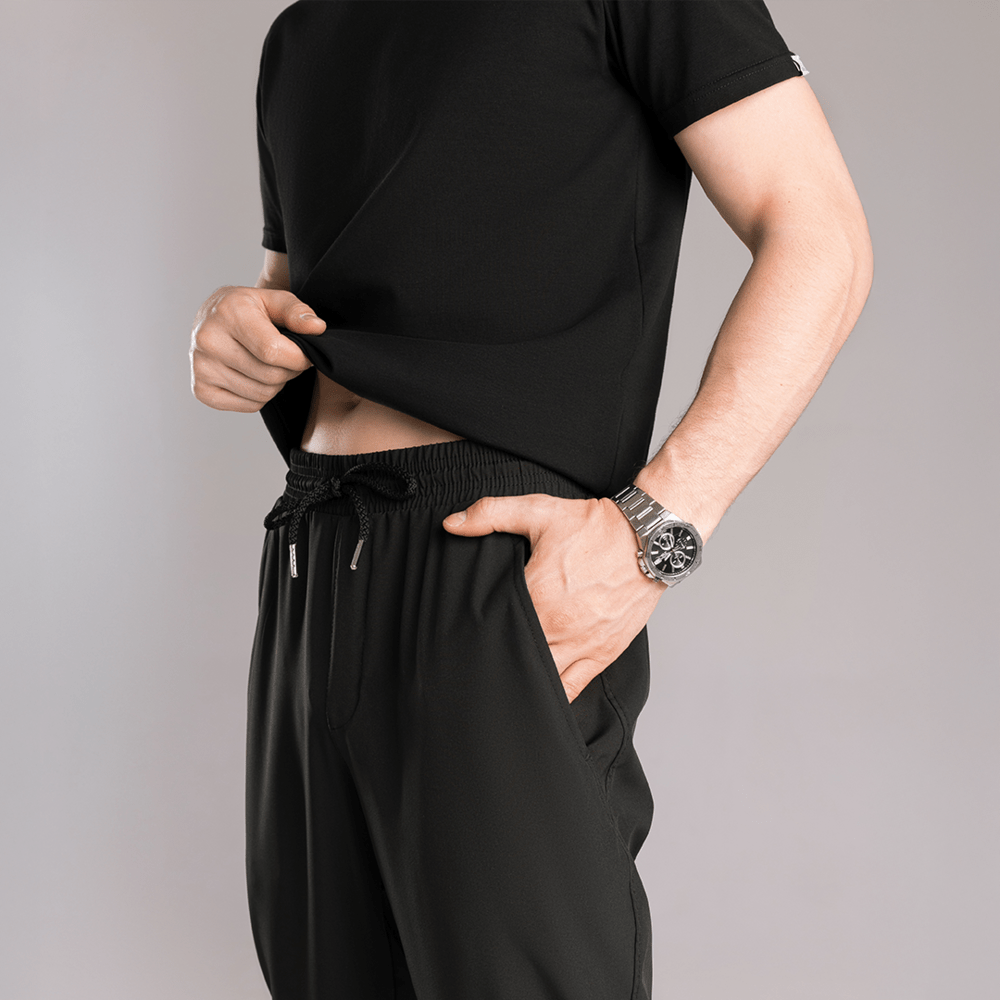 Чоловічі чорні штани весняні літні з софту легкі прямого крою Pobedov Aero, укр, укр