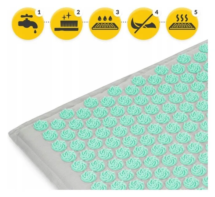 Килимок акупунктурний з подушкою 4FIZJO Eco Mat Аплікатор Кузнєцова Grey/Mint (P-5907739312181)