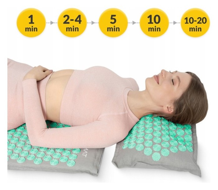 Килимок акупунктурний з подушкою 4FIZJO Eco Mat Аплікатор Кузнєцова Grey/Mint (P-5907739312181)