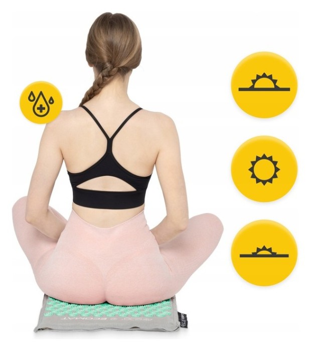 Килимок акупунктурний з подушкою 4FIZJO Eco Mat Аплікатор Кузнєцова Grey/Mint (P-5907739312181)