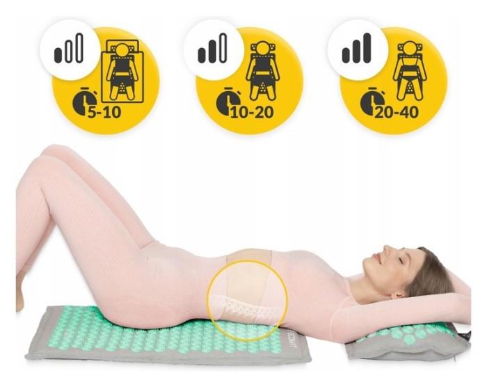 Килимок акупунктурний з подушкою 4FIZJO Eco Mat Аплікатор Кузнєцова Grey/Mint (P-5907739312181)