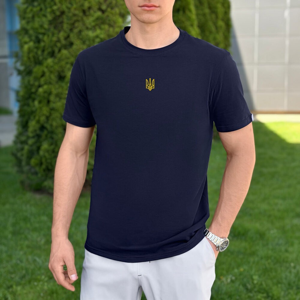 Футболка Pobedov Peremoga - Герб жовта вишивка Темно-синій L TSfu2 041Ldb, укр, укр