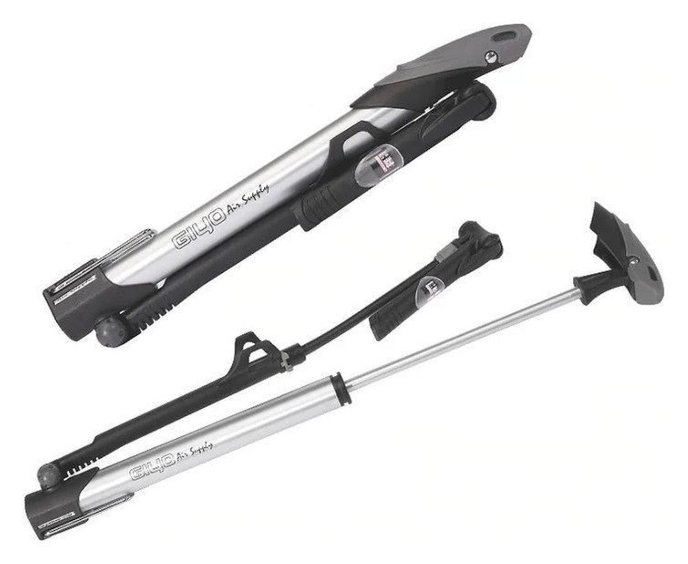 Насос міні-підлоговий GIYO GM-71 з манометром з кріпленням на раму, сірий AV/FV (140psi) (сірий)