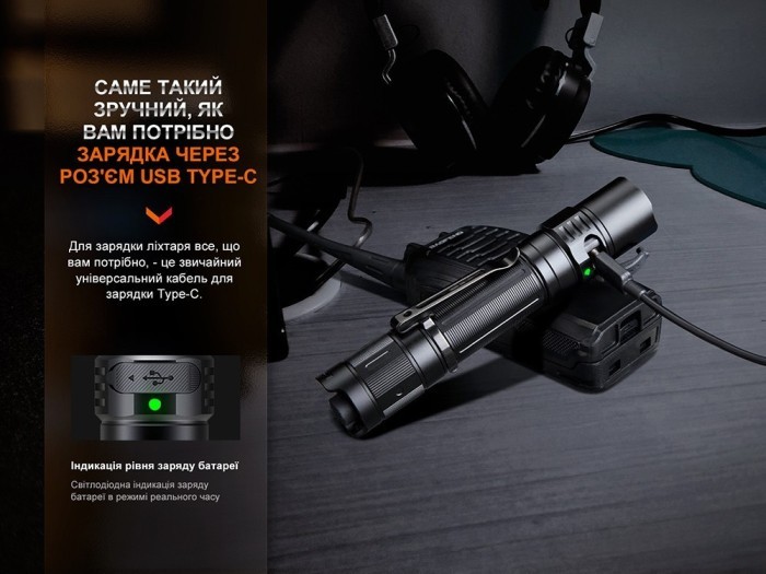 Ліхтар тактичний акумуляторний Fenix PD35R, укр, укр