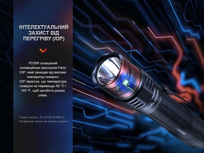 Ліхтар тактичний акумуляторний Fenix PD35R, укр, укр