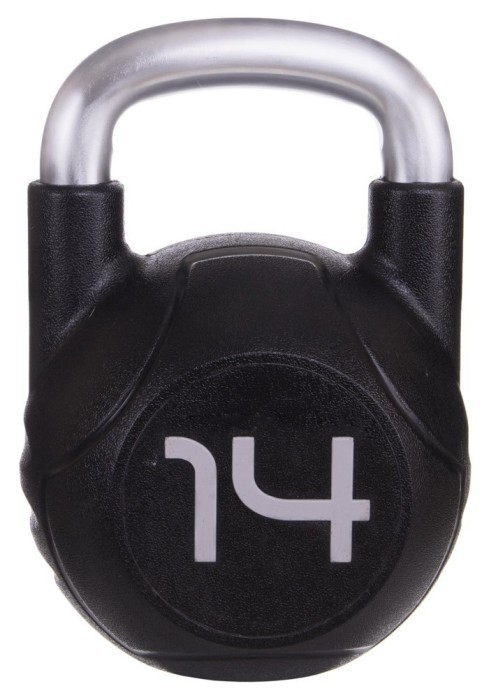 Гиря цельная с полиуретановым покрытием и хромированной ручкой Zelart TA-2681-14 14кг (MD2220-14) (металл, PU, черный)