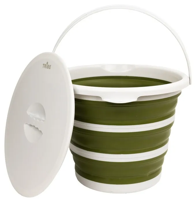 Ведро Tribe Water Bucket Lid 10 л силиконовое с крышкой T-FJ-0050, olive