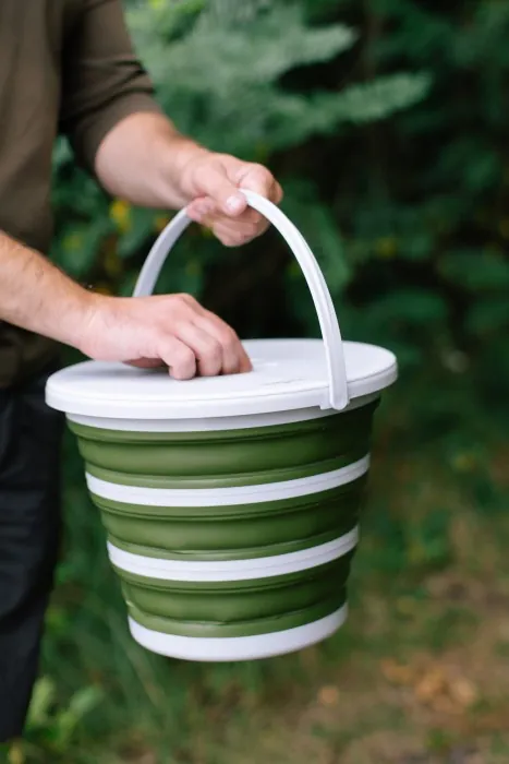 Ведро Tribe Water Bucket Lid 10 л силиконовое с крышкой T-FJ-0050, olive