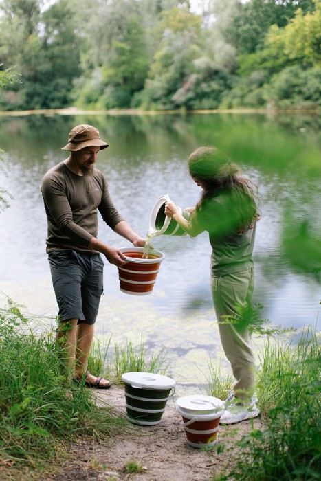 Ведро Tribe Water Bucket Lid 10 л силиконовое с крышкой T-FJ-0050, olive