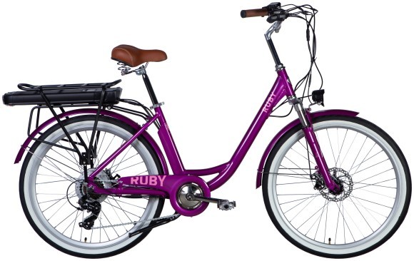 Велосипед з електроприводом 26" AL Dorozhnik eRUBY DD FR рама-17" 48B 12.5А*г 500Вт пурпурний YS 7809 2025, укр
