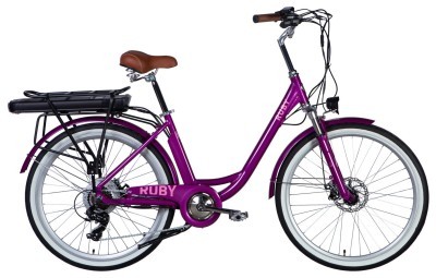 Велосипед з електроприводом 26" AL Dorozhnik eRUBY DD FR рама-17" 48B 12.5А*г 500Вт пурпурний YS 7809 2025