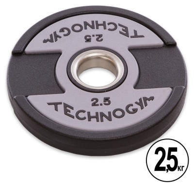 Блинчики диски полиуретановые 2 Handle металлическая втулка внутренний ø51мм TECHNOGYM TG-1837-2_5 2,5кг (черный)