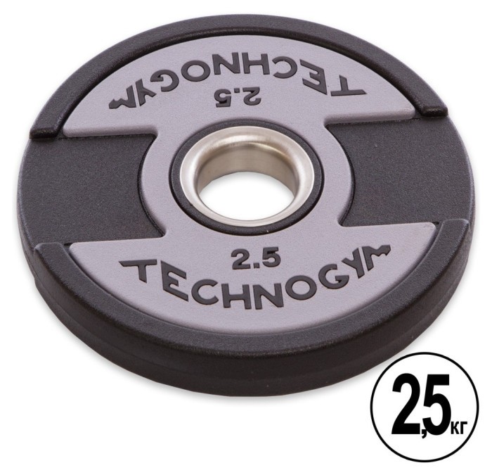 Блинчики диски полиуретановые 2 Handle металлическая втулка внутренний ø51мм TECHNOGYM TG-1837-2_5 2,5кг (черный)