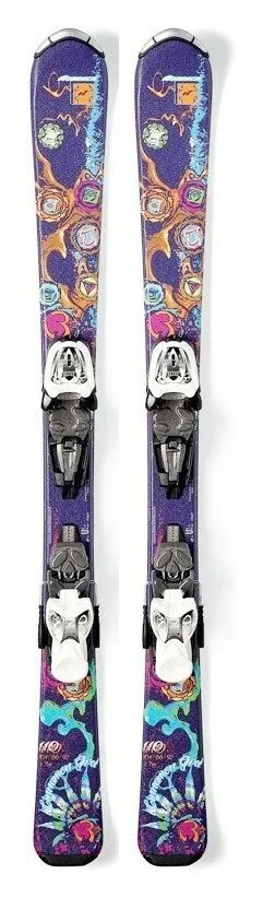 Лижі гірські для підлітків комплект Nordica Cinnamon Girl J+M 4.5 Fastrak 100см Purple/multicolor/silver (0A3168 001+0C3138) O (100 см multicolor, purple, silver)