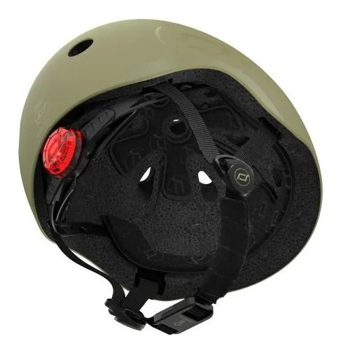 Шлем защитный детский Scoot and Ride, оливковый, с фонариком, 51-53см