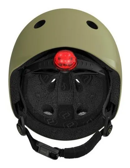 Шлем защитный детский Scoot and Ride, оливковый, с фонариком, 51-53см