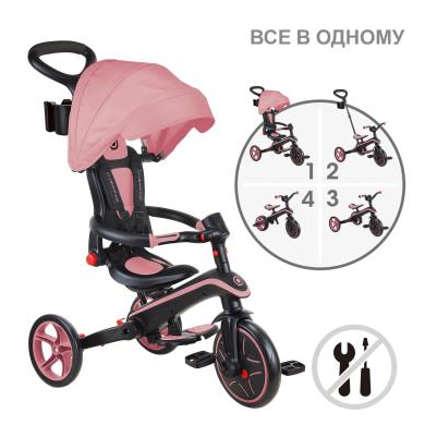 Велосипед дитячий GLOBBER серії EXPLORER TRIKE FOLDABLE 4в1, рожевий, до 20кг, 3 колеса