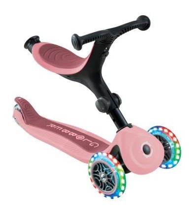 Самокат GLOBBER серії GO UP ACTIVE 360 пастельно-рожевий, до 20/50кг, 1+, колеса світяться, укр, укр