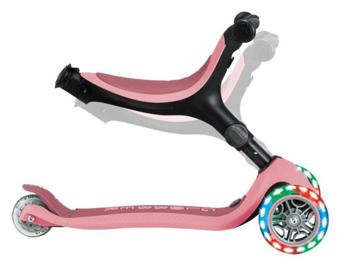 Самокат GLOBBER серії GO UP ACTIVE 360 пастельно-рожевий, до 20/50кг, 1+, колеса світяться