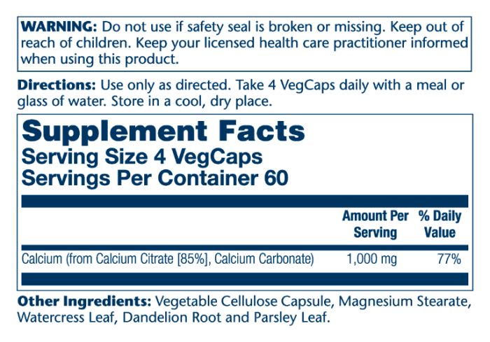 Calcium Citrate 1000mg - 240 vcaps