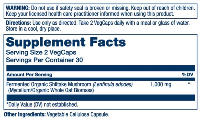 Fermented Shiitake Mushroom 1000mg - 60 vcaps