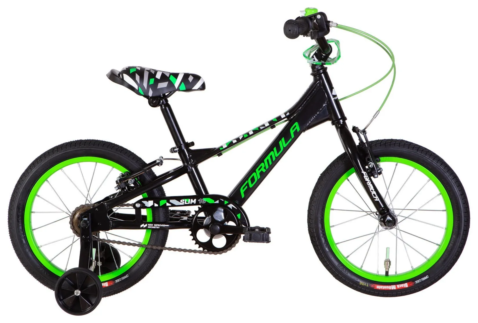 Велосипед AL 16" Formula Kid SLIM Vbr FR рама-8,5" чорний з зеленим 2026 (OPS-FRK-16-255)
