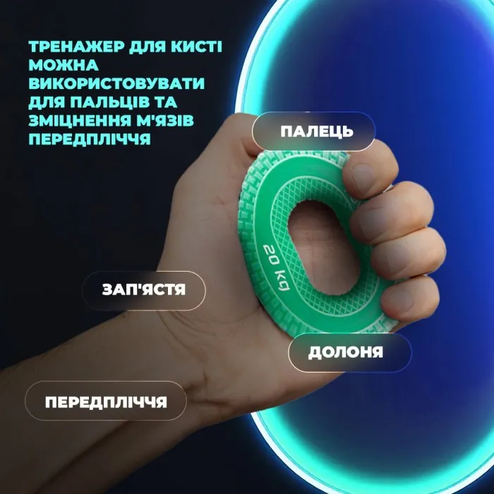 Эспандер кистевой силиконовый PowerPlay PP-4333 Hand Grip Medium 20 кг. Зеленый