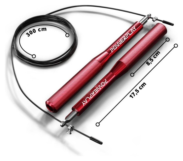Скакалка швидкісна на підшипниках алюмінієва PowerPlay 4207 Elite Jump Rope Червона (3m.)
