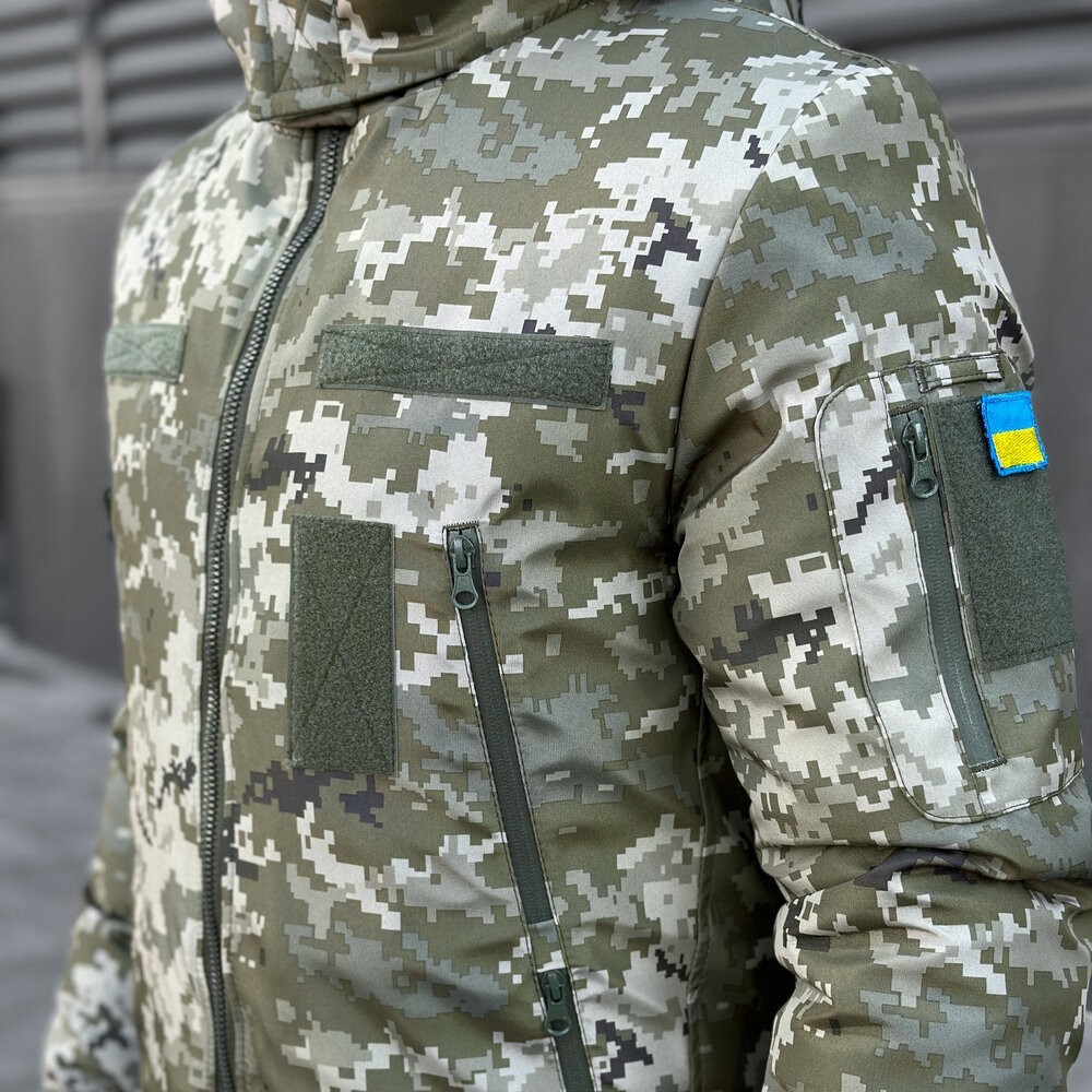 Мужская зимняя пиксельная куртка с капюшоном Pobedov Winter Jacket Motive ЗИМА В2