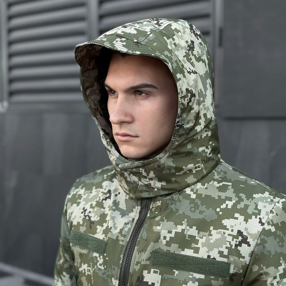 Мужская зимняя пиксельная куртка с капюшоном Pobedov Winter Jacket Motive ЗИМА В2