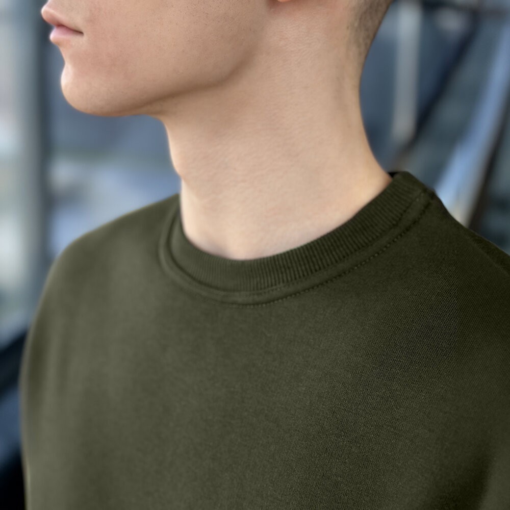 Світшот чоловічий зимовий темний хакі Pobedov 007 ЗИМА, укр, укр