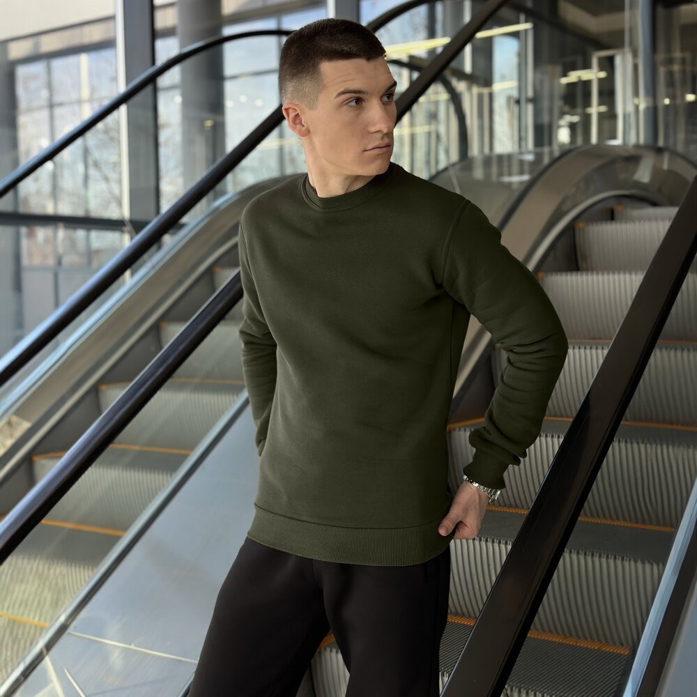 Світшот чоловічий зимовий темний хакі Pobedov 007 ЗИМА, укр, укр