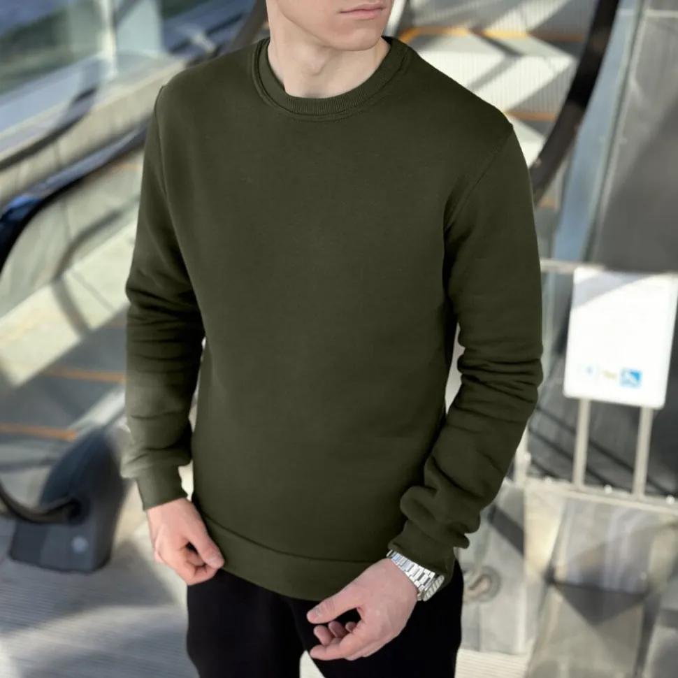 Світшот чоловічий зимовий темний хакі Pobedov 007 ЗИМА (S)