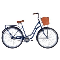 Велосипед ST 28" Dorozhnik OBSIDIAN тормозная рама- " с багажником задн St с корзиной Pl с крылом St 2024 (темно-синій)