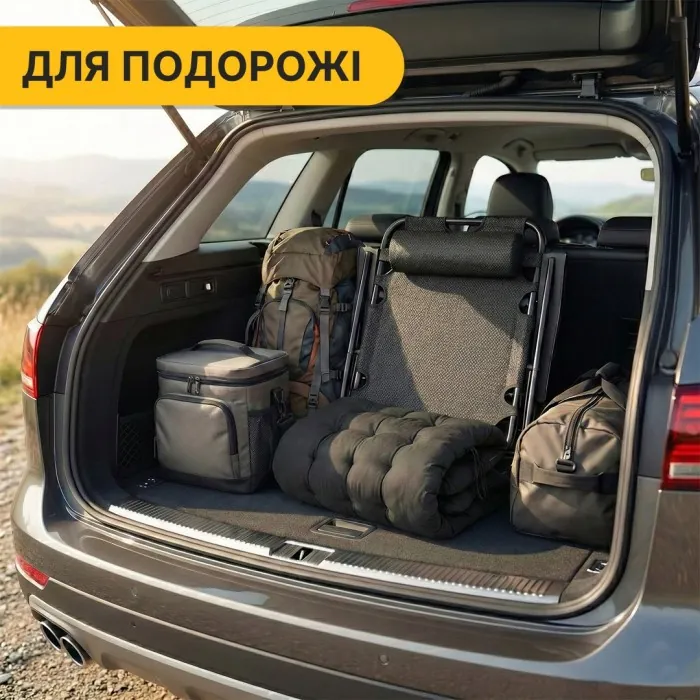 Розкладне крісло ліжко з подушкою LEOBRO Чорний (LB-FCB-G1-BLK)
